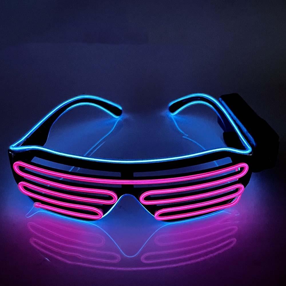 Cool LED Glowing Glasses Double Colors Fluorescent Glasses Neon Glasses Halloween Costumes