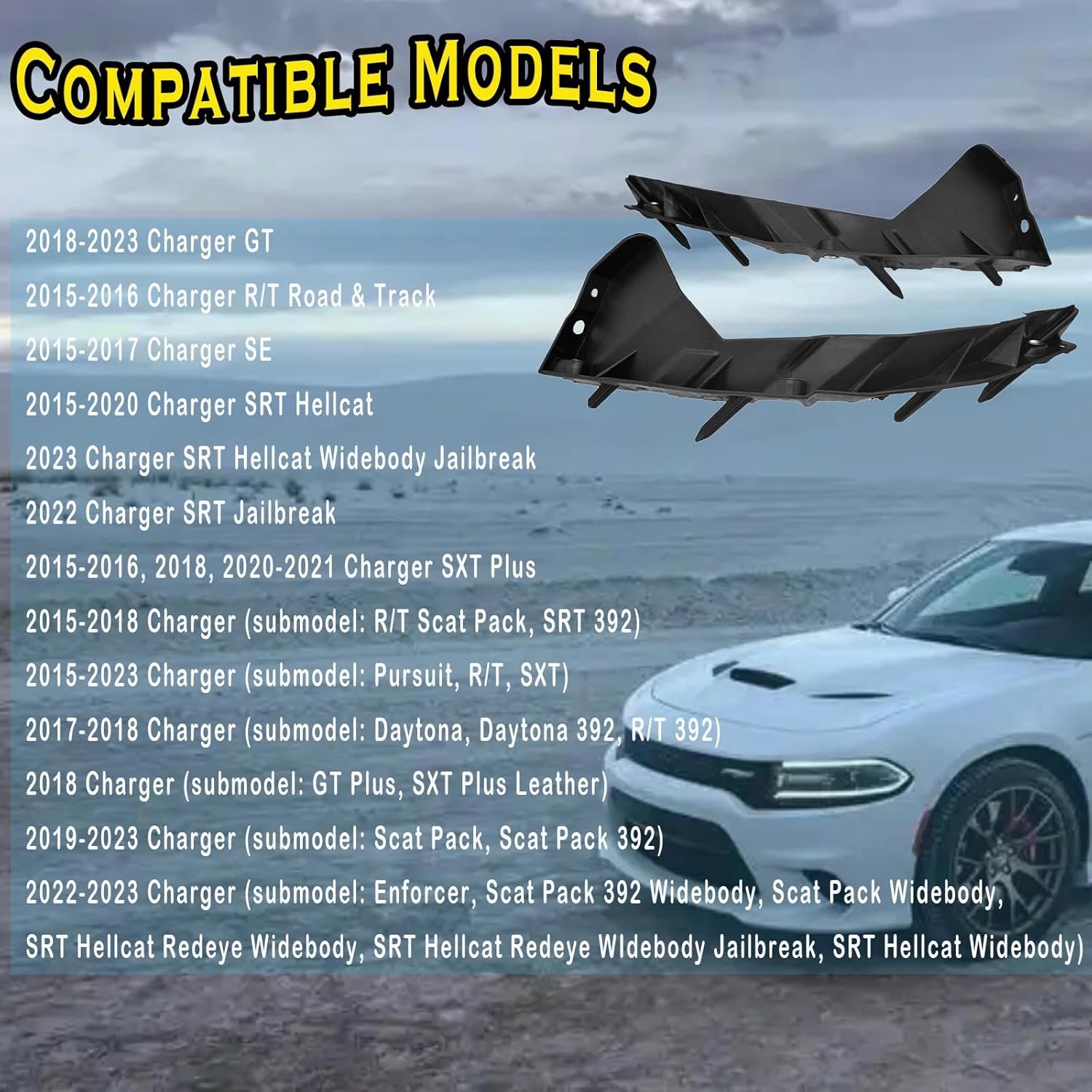 Bumper Bracket Compatible with 2015-2023 Dodge Charger Front Bumper Brackets Driver and Passenger Side Bumper Cover Brackets Set Replace# 68226533AA,