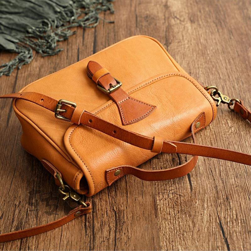 Johnature Dámská taška z retro originální kůže Jednoduchá jednobarevná přírodní měkká hovězí kůže Univerzální kabelky přes rameno a crossbody