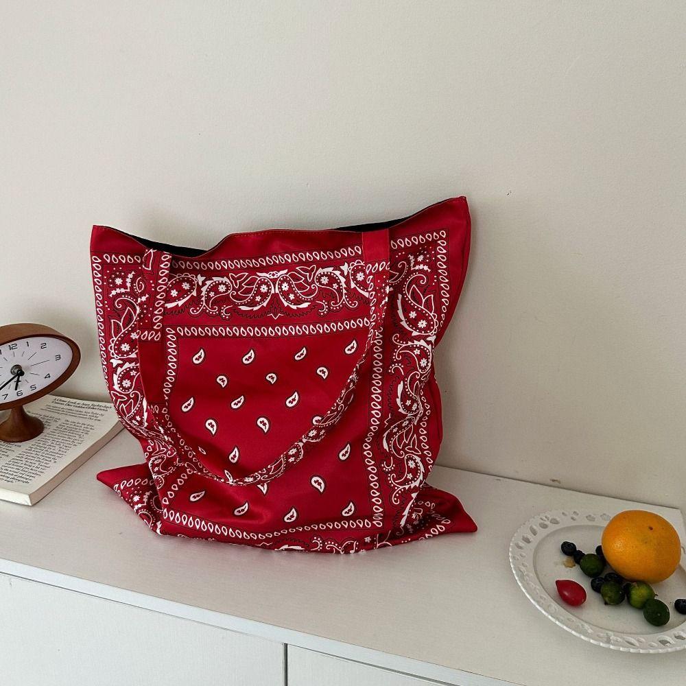 Große Kapazität Cashewblumen-Canvas-Tasche Bedruckte Damen-Handtasche Elegante Canvas-Tragetasche Reise