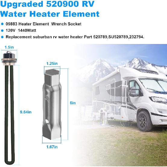 RV Water Heater Element 520900 Replacement Suburban SW6DE SW10DE SW12DE 520789 FOR Suburban RV Water Heater Parts SW Series Electric Water