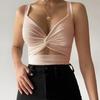 Women Summer Vneck Tank Top With Tiefront Elastic Band For Street Fashion