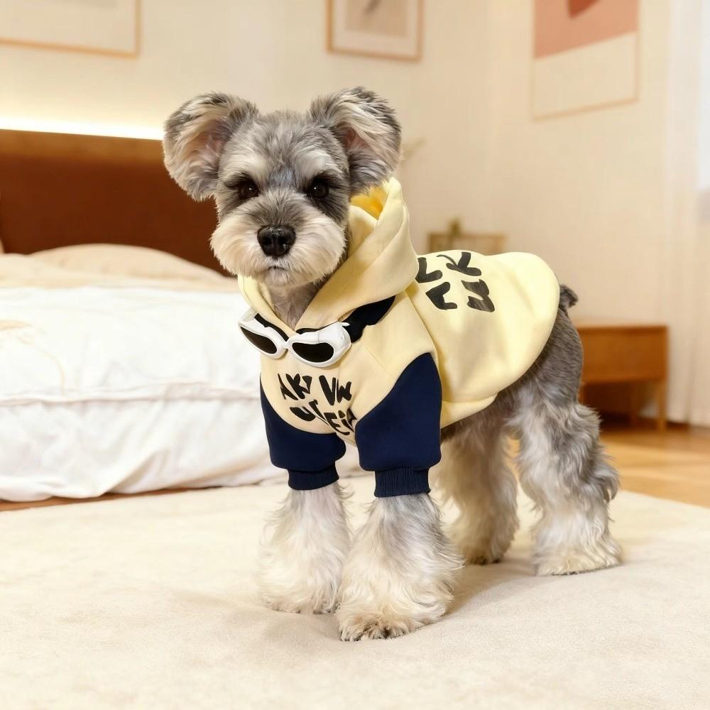 Letter Pattern Warm Dog Hoodie Cozy Soft Two-Legged Dog Clothing Comfortable Thicken Dog Hooded Sweatshirt Outdoor Walking