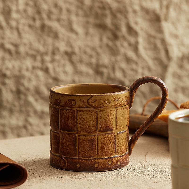Creative Japanese Ceramic Coffee Cup Creative Mug Coffee Hanging Ear Cup Milk Cup Retro Couple Cup
