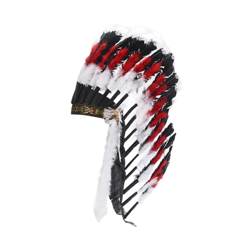 Artificial Feather Headdress Indian Headwear for Party Masquerade Show White Red