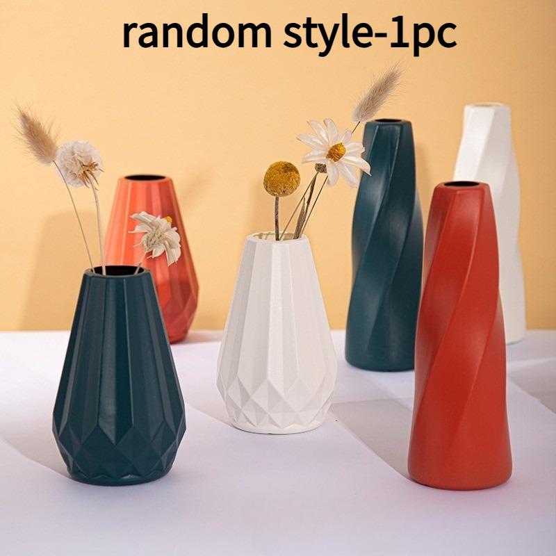 

1pc Plastic White Vase, Nordic Creative Flower Arrangement Container, Simulated Vase Decoration, Simple and Fresh Vase, Kitchen