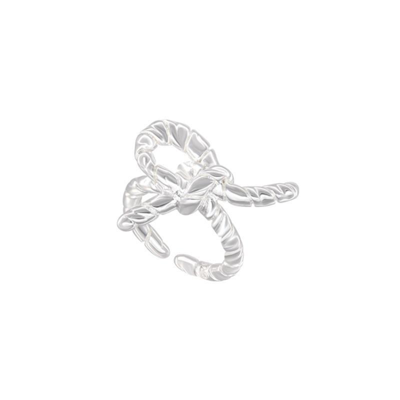 Bowknot Korean Contemporary Ring For Women Adjustable Copper Fashion Jewelry Statement