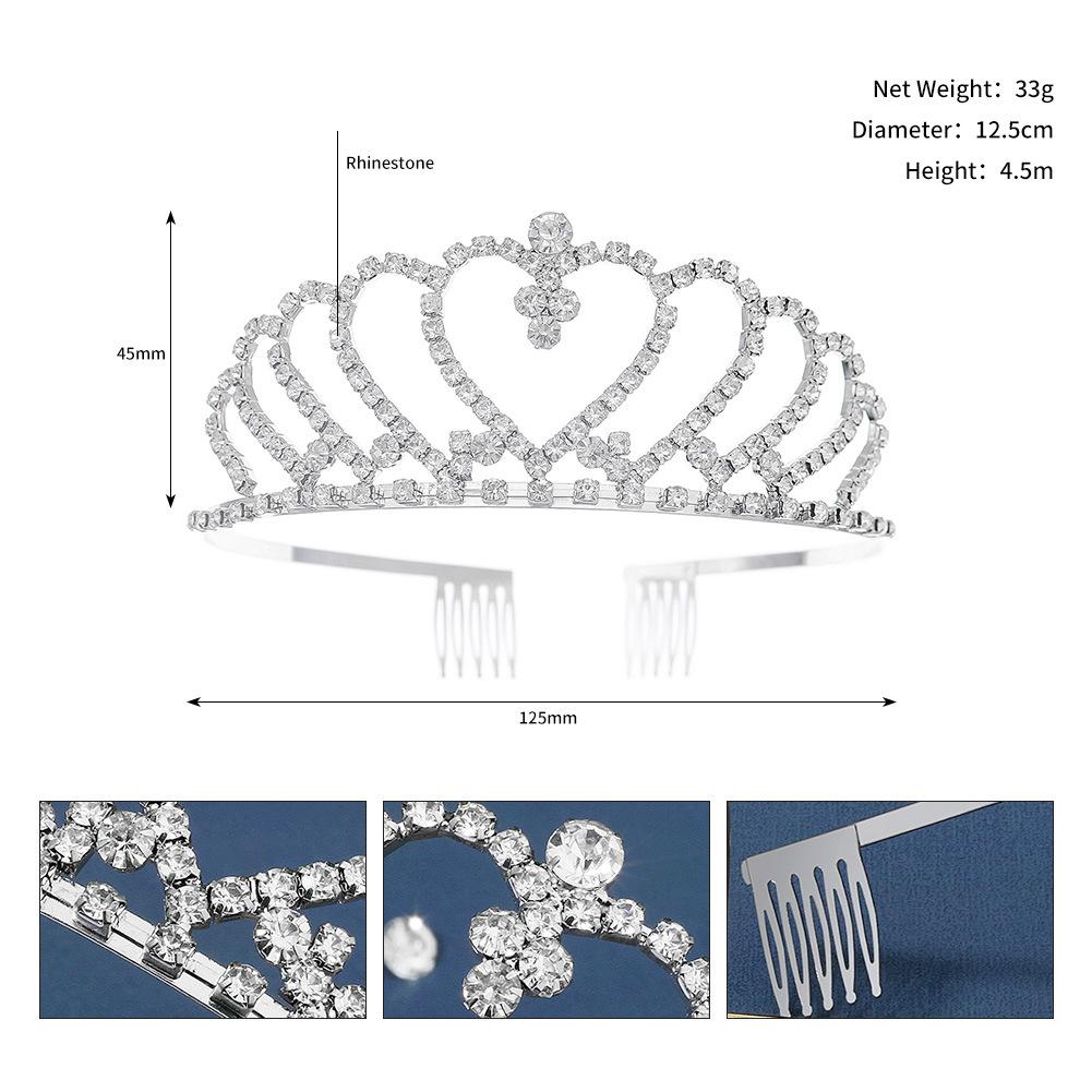 Children's Crown Hair As Birthday Headdress Comb Crown Korean Wedding Love Rhinestone Bridal Crown