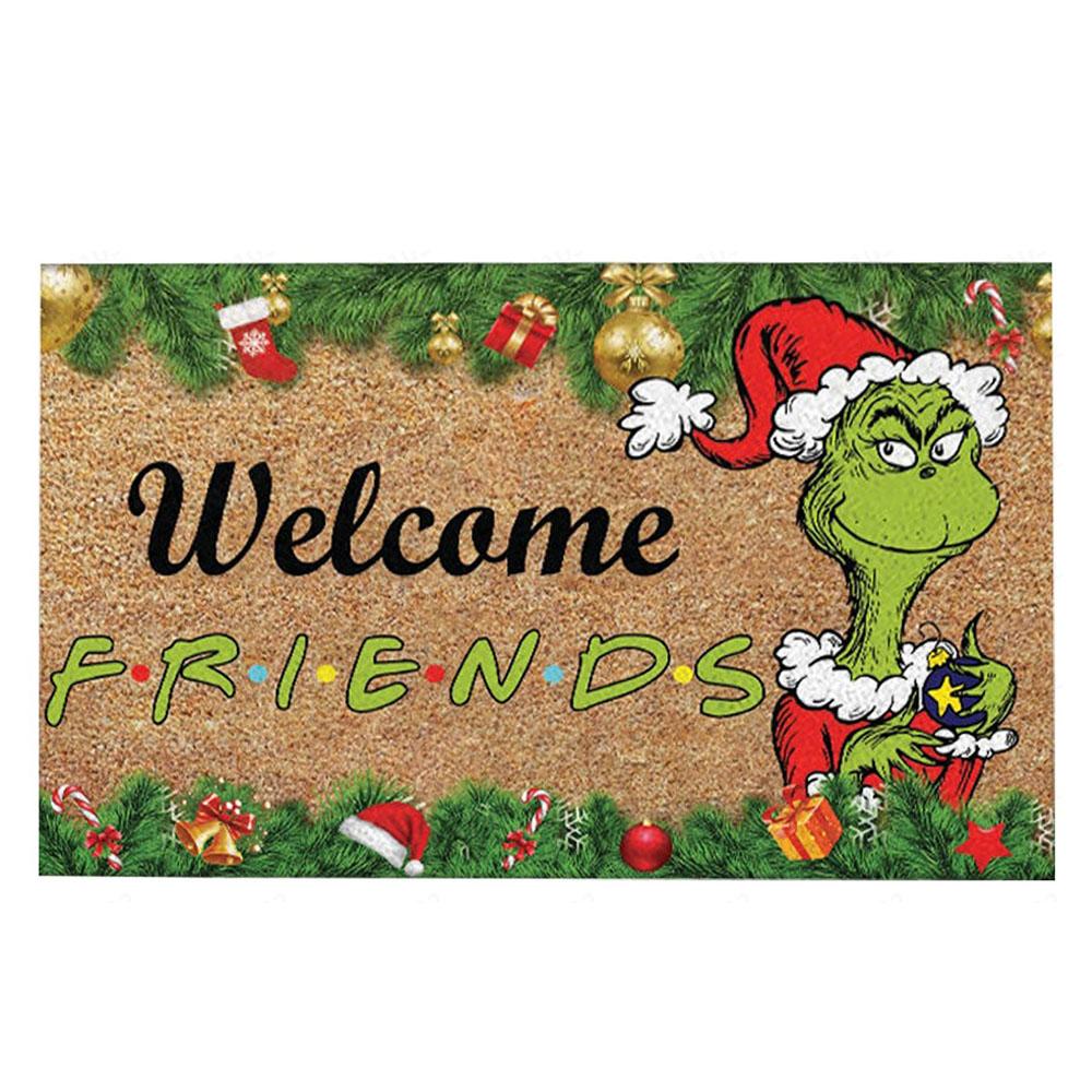 Grinch Christmas Festival Decoration Front Door Carpet Indoor Outdoor Mat Xmas