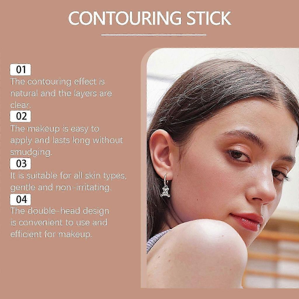 2-in-1 High-Gloss Contouring Stick mit Doppelkopfd-Design Langanhaltendes, einfach anzuwendendes Gesichts-Highlighting- und Konturwerkzeug für natürliche, dreidimensionale