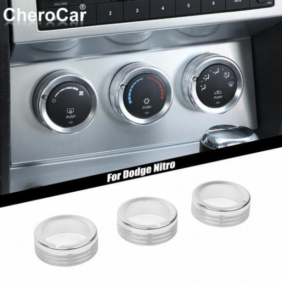 Air Conditioner Button Knob Trim Ring For 07-12 Dodge Nitro/Jeep Liberty Silver