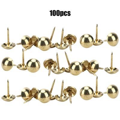 100Pcs Upholstery Nail Antique Brass Iron Furniture Decorative Drawing Pin Accessories 11x17mmGold