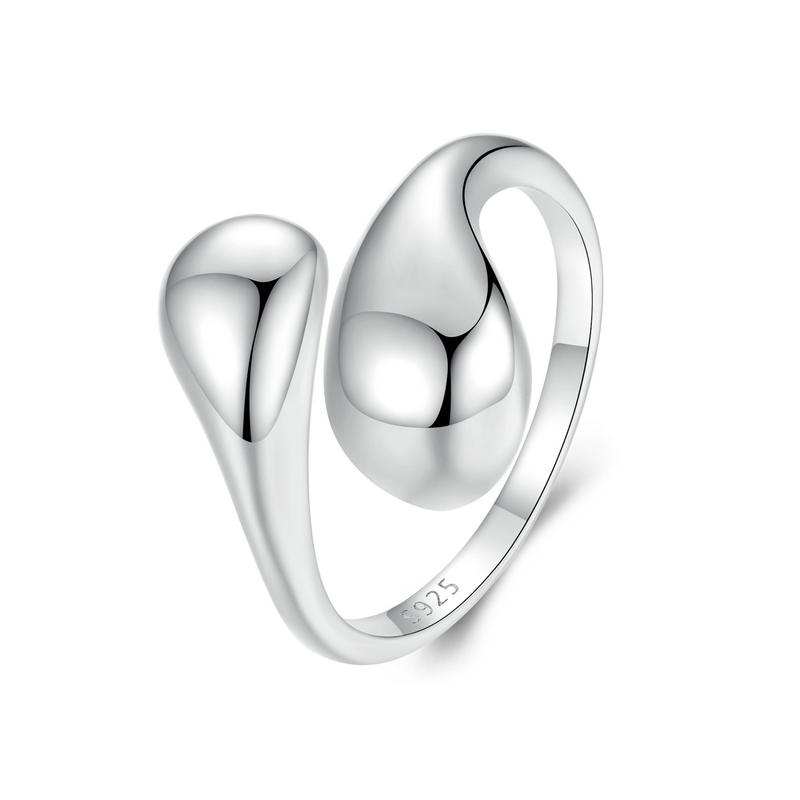 WOSTU Minimalist 925 Sterling Silver Water Drop Statement Rings for Women Engagement Jewelry Party Accessories Birthday Gift