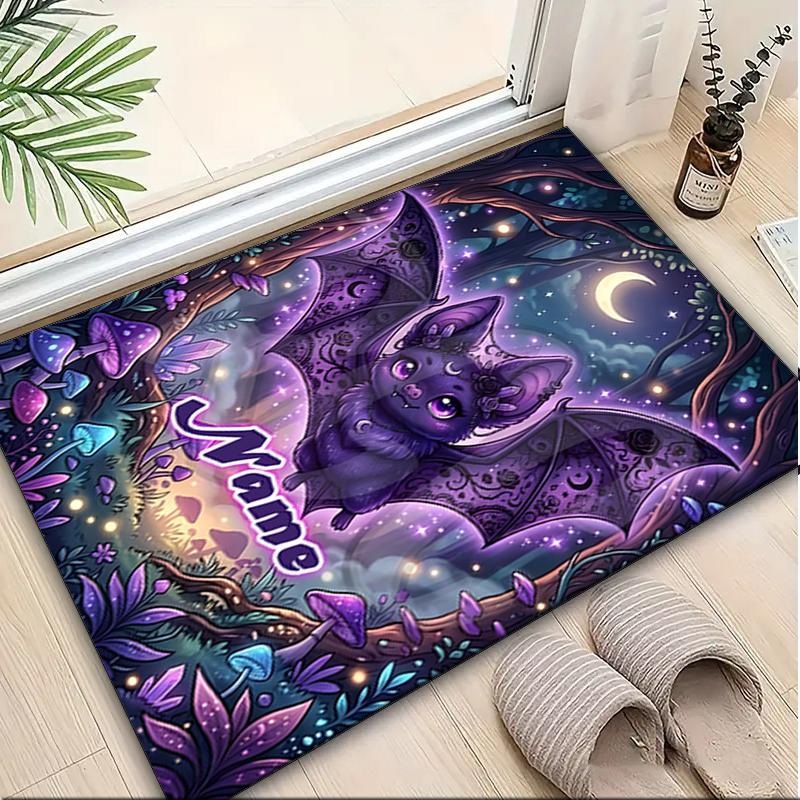 1PC Custom Name Purple Fantasy Creature Theme Floor Mat Ideal for Living Room, Game Rooms, Office, Bedroom,Floor Mat Playful Design