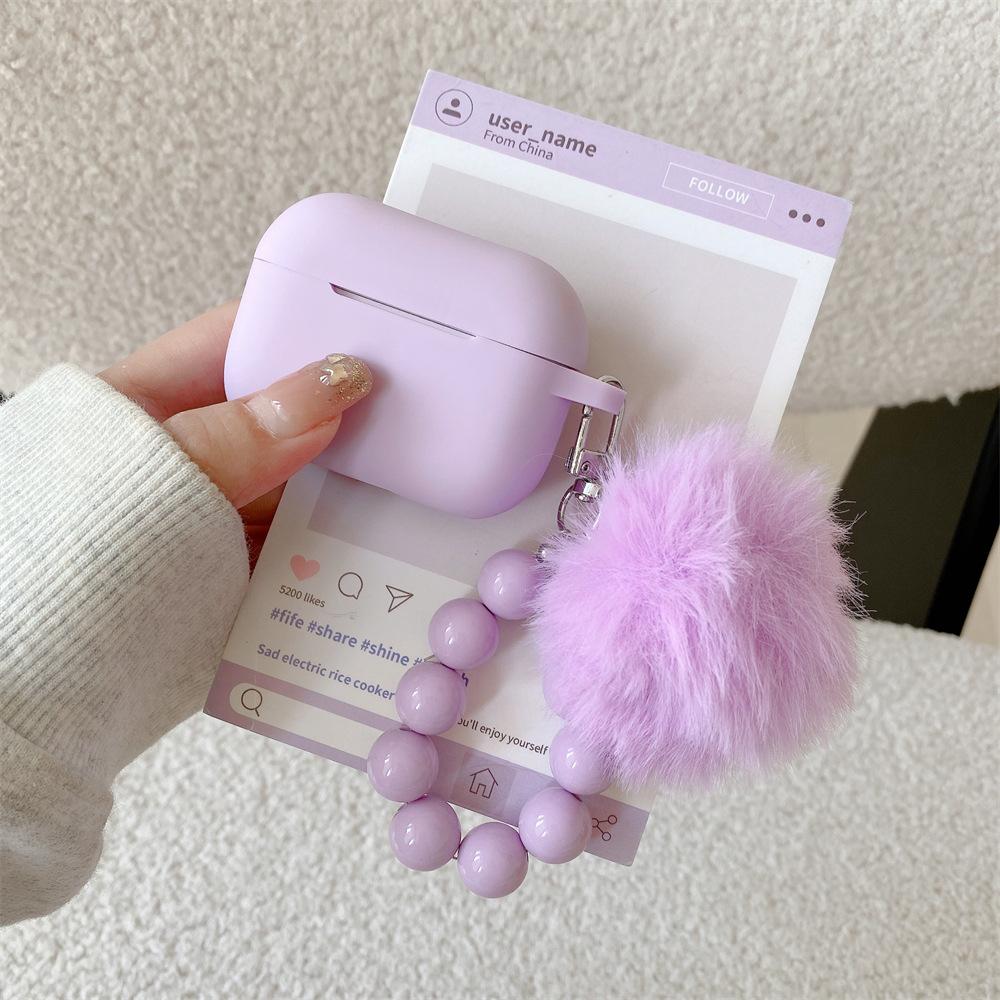 Solid color hairball bead chain for AirPods pro1 generation protective cover 1 generation pro1 generation apple bluetooth headset case