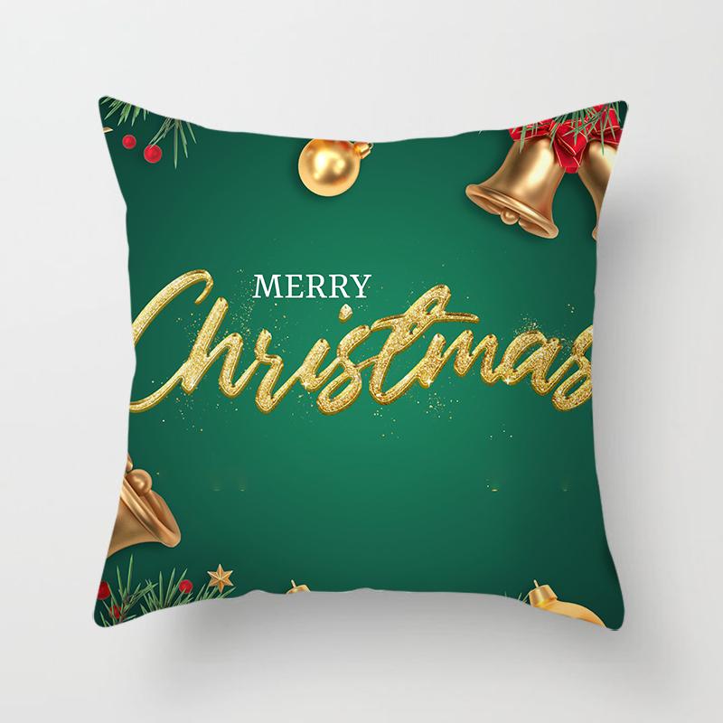 Merry Christmas Printed Green Pillowcase  Style Cushion Cover Home Sofa Decor Throw