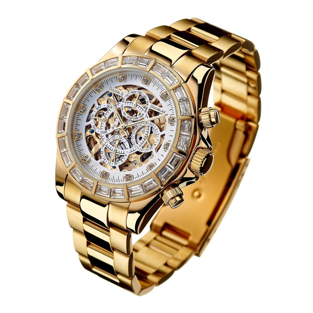 Daniel & Douglas DD8802DG-WH4 Men's Automatic Watch, Gold and White