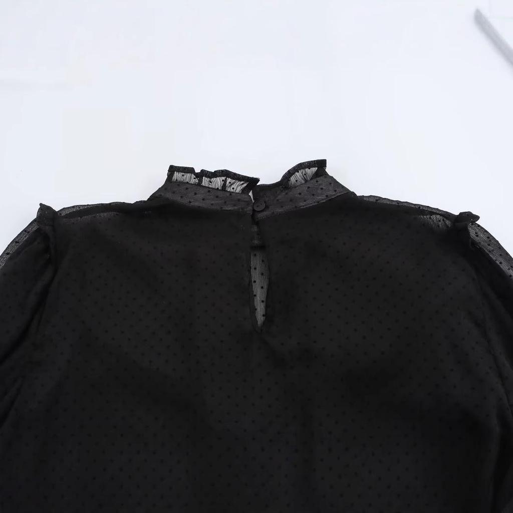 2024 Winter Women's European & American Style Romantic Tulle Fashion Shirt