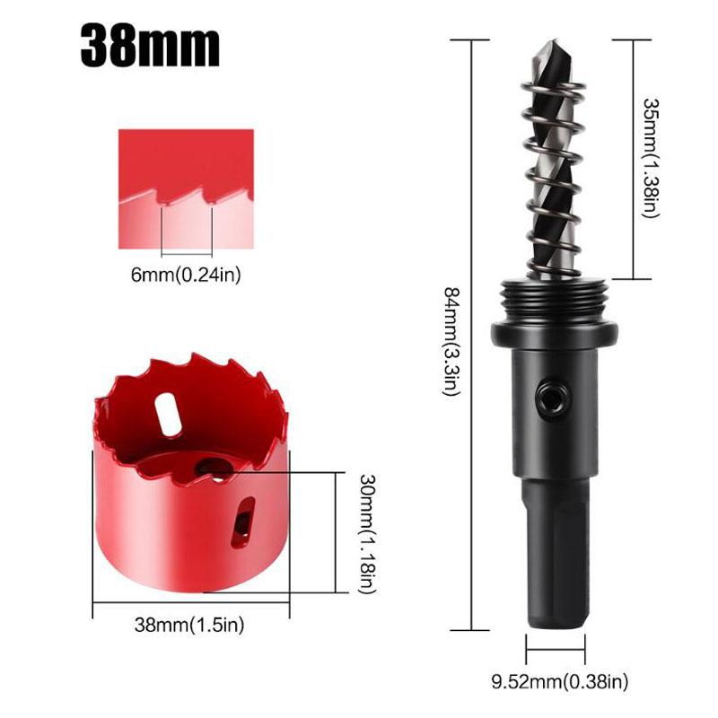 

Биметаллическая кольцевая пила M42 HSS сверло для металла, железа, алюминия, нержавеющей стали, пластика, инструменты для самостоятельного изготовления резаков по дереву 15-100 мм 38mm красный