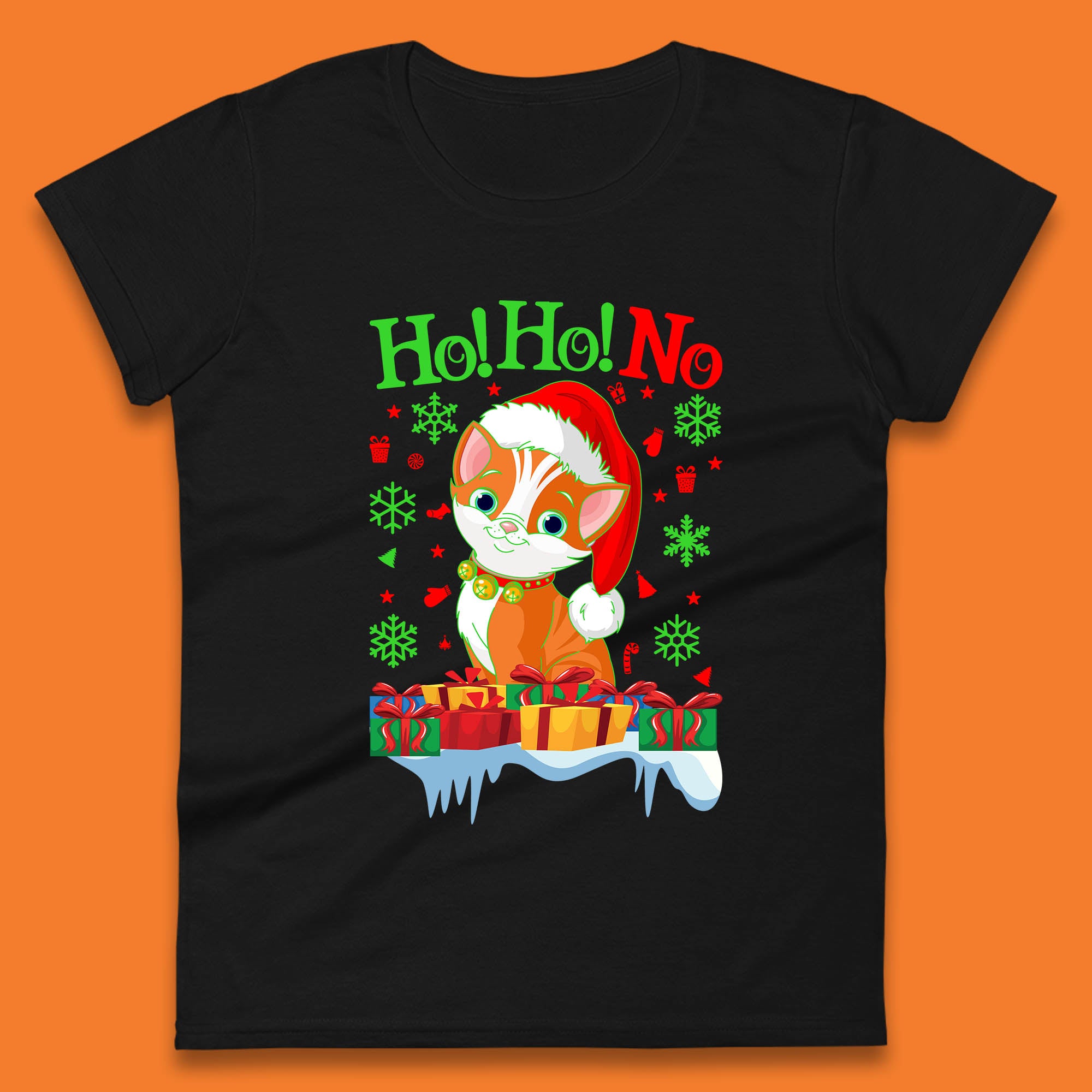 

Ho Ho No Christmas Womens T Shirt Mens Tops Tees Unisex Christmas Santa Cat Gifts Top 3XL