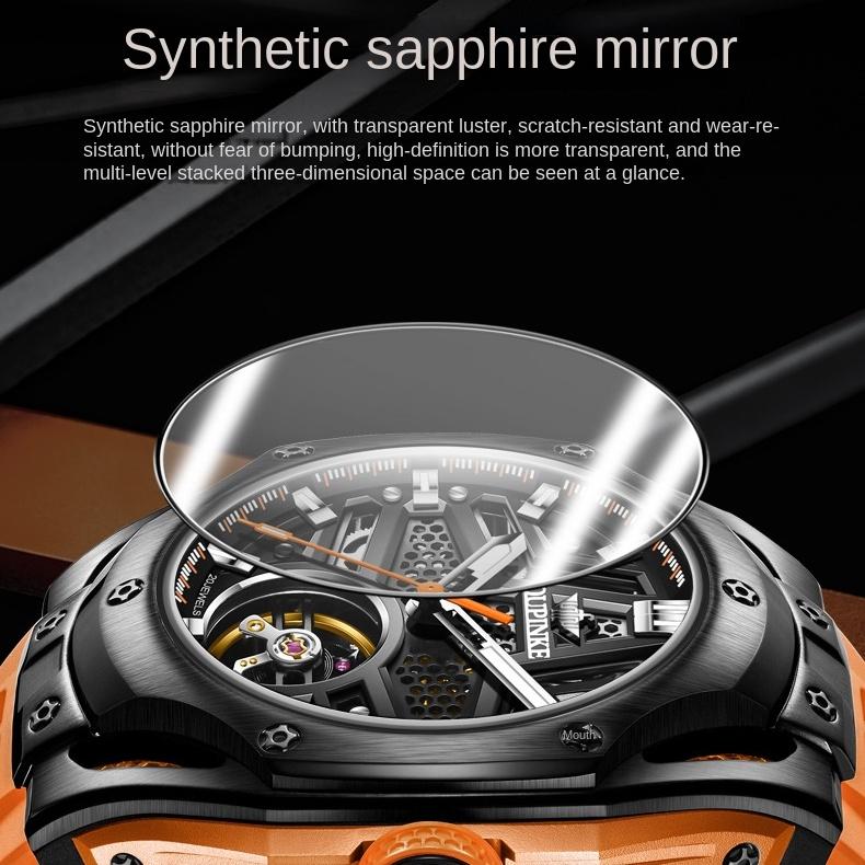 OUPINKE Watch Silicone Hollow Movement Waterproof Mechanical Watch Men's Watch