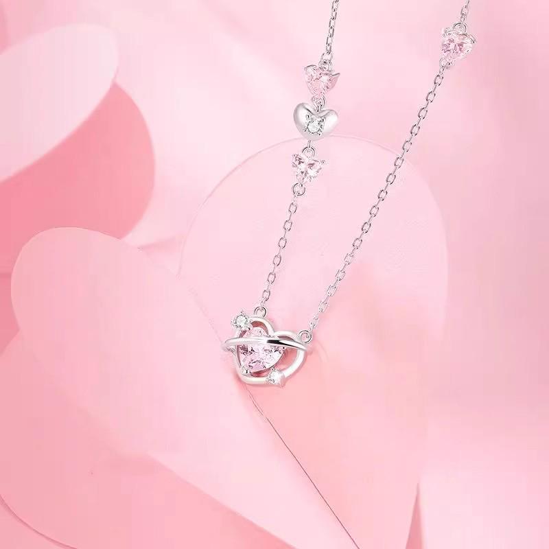 

Рожеве Серце Намисто з Імітацією Рожевого Діаманта, Високоякісний Розкішний Аксесуар, Новинка 2025 Року, Ідеальний Подарунок на День Народження для Жінок.