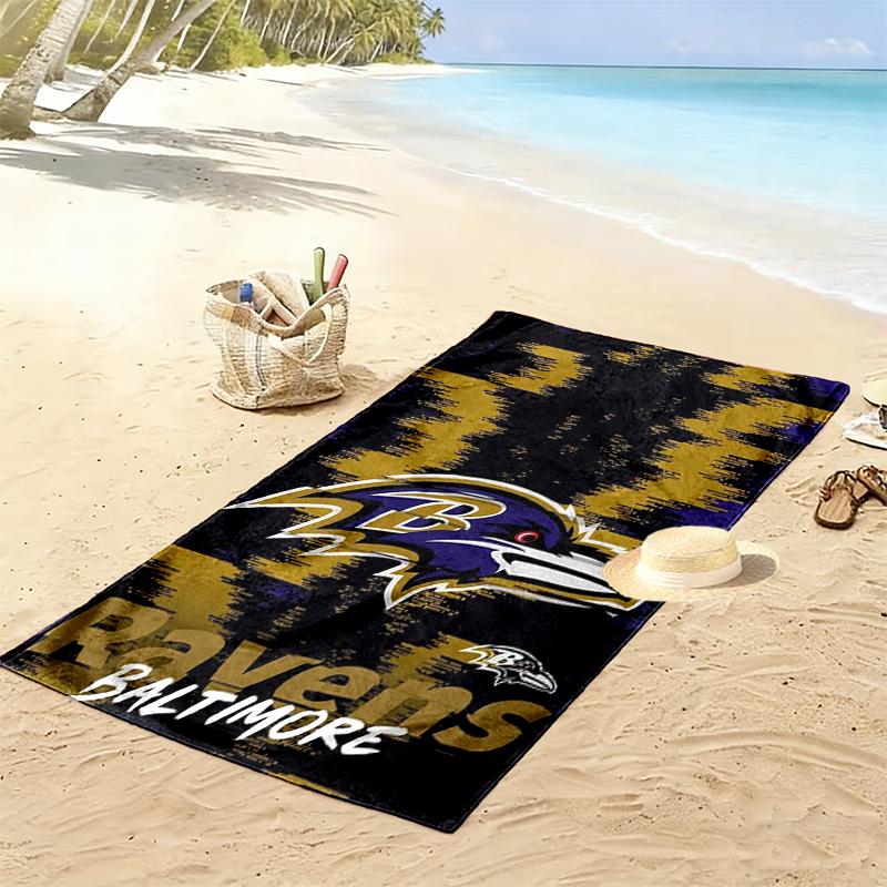 Baltimore Ravens Tryckt Strandhandduk, Stor Mjuk Snabbtorkande Handduk för Strand Camping Simning