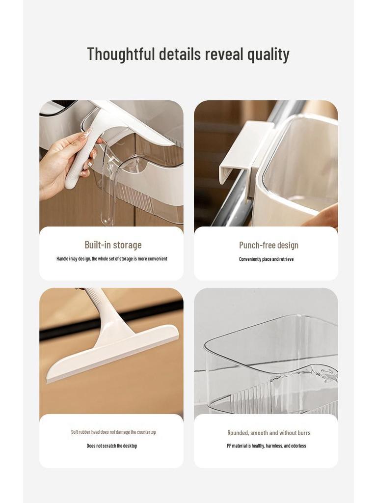 Wall-Mounted Kitchen Trash Can with Scraper - Wet Garbage Storage Bin for Cabinet Doors