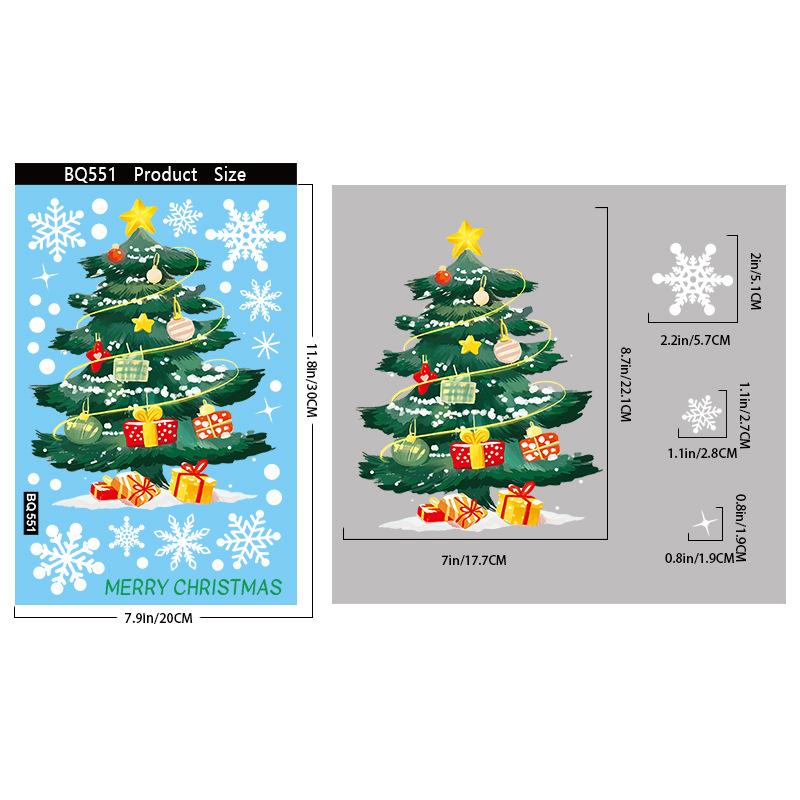 2/3/5PCS Christmas Electrostatic Window Clings Decor Set - Snowman Snowflake Tree Stickers For Glass Door Shop Display
