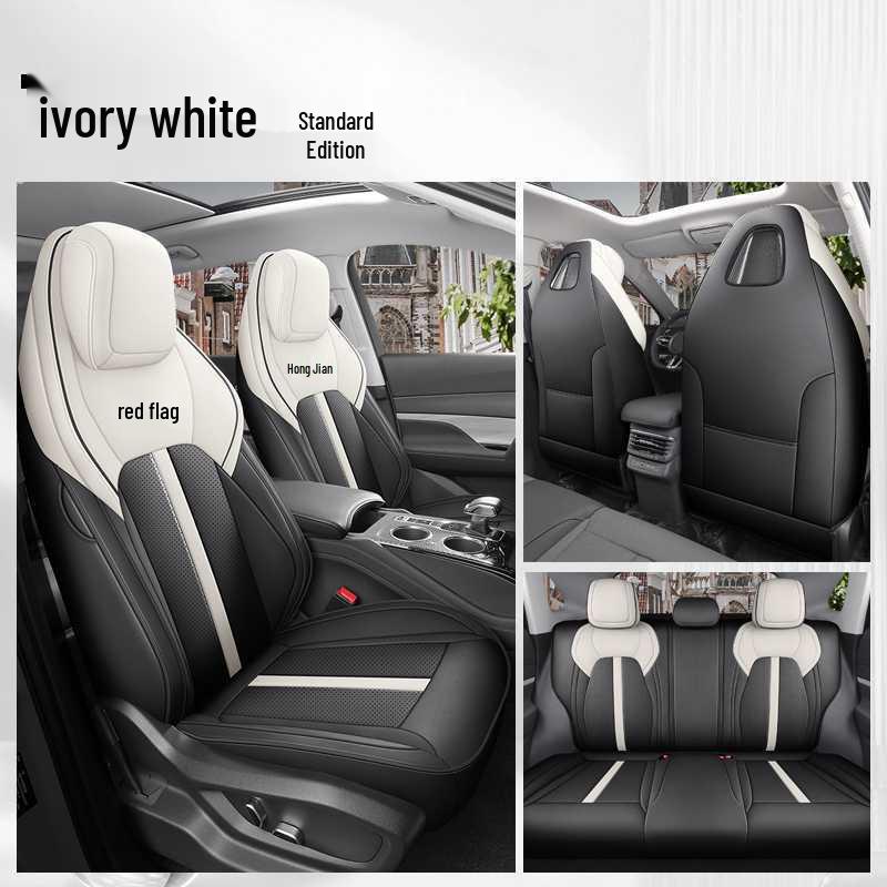 Red Flag HS3 Universal Leather Car Seat Cover: Breathable, Perforated, Four-Season Full Coverage Cushion