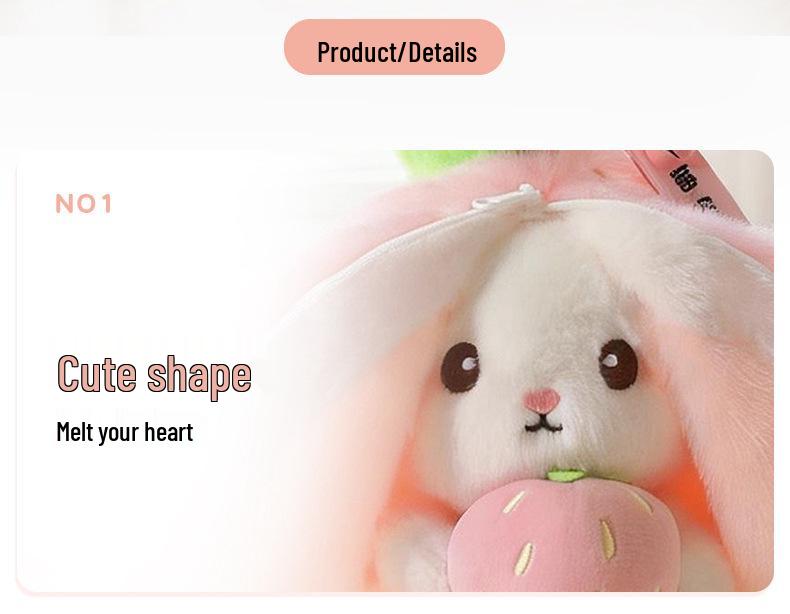 Little Rabbit Plush Keychain: Cute Fruit Pendant Toy for Women