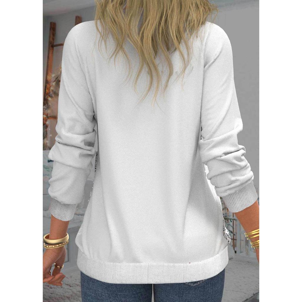 GMXIA Outono Feminino Tie Dye Estampado Top Gola Redonda com Ombro Manga Comprida Casual Solto Guarda