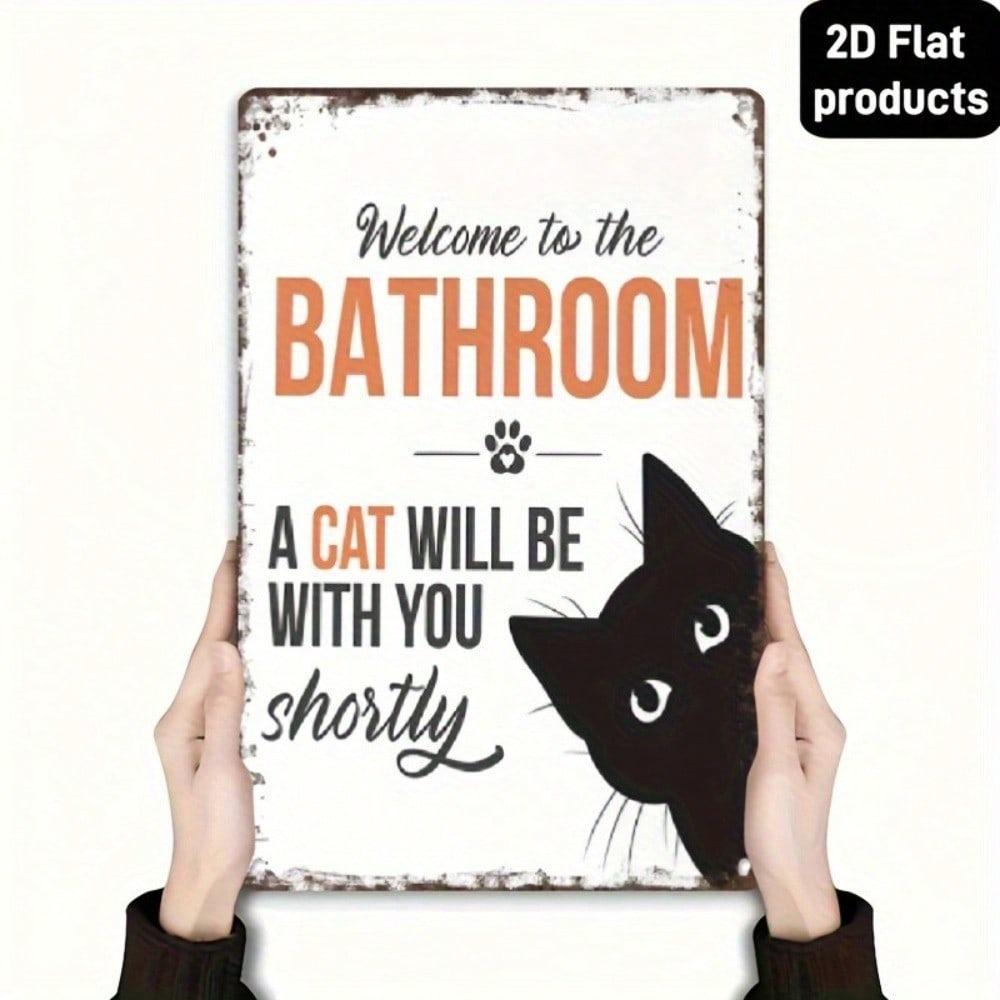 Metal Wall Poster PAMMABEAR Funny Cat Retro Tin Sign for Bathroom Decor 20x30 Cm