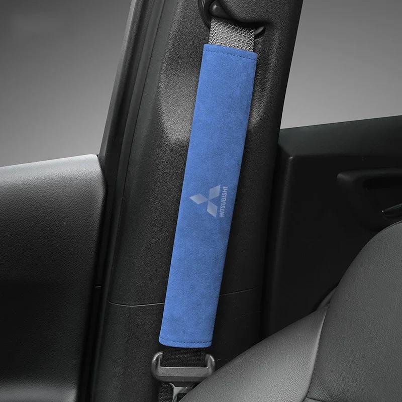 Suede for Mitsubishi Car Seat Belt Pads Shoulder Protector Covers RALLIART Colt Galant ASX Lancer 9 10 Pajero Outlander Eclipse
