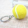 Key Ring Soft Lovely Flocking Mini Sport Ball Tennis Keychain for Kids
