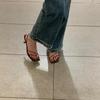 Fashion 2025 New Genuine Leather Retro Square Toe Pinch Sandals Fashion High Heel Slippers Women Women's Sandals