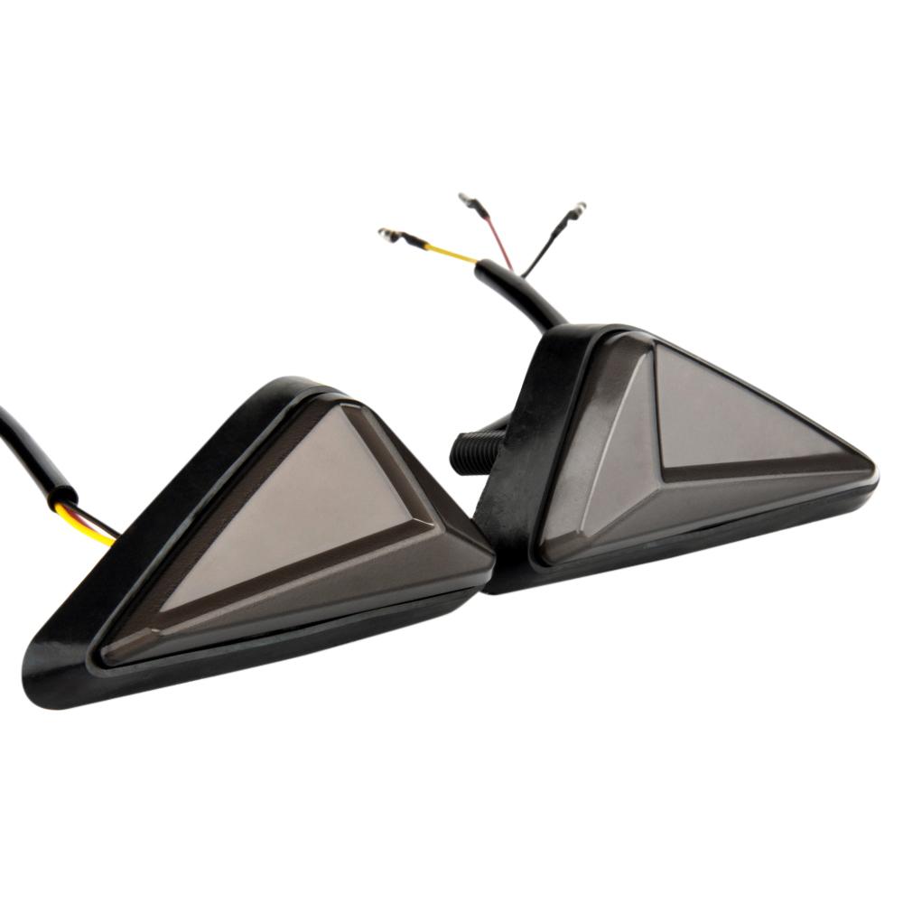 2pcs Motorcycle LED Turn Signal Light Universal Triangle Waterproof Indicator Flashing Light Embedded Signal Light