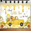 2D Plane 1 Piece of Baby Baptism Backdrop Cloth Featuring Cute Bees and Honeycomb Design