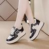 Spring and summer height increase casual shoes women's lace-up single shoes lightweight wedge heel sports shoes thick sole