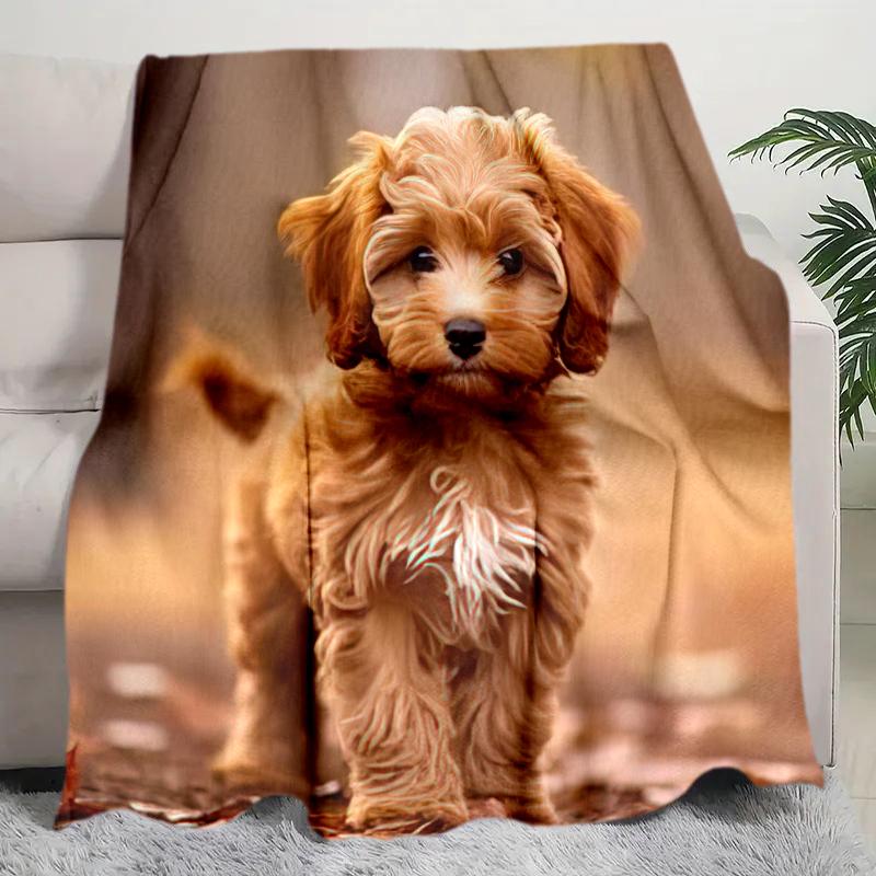 1PC Dog cute printed blanket, all season lightweight home office outdoor nap multifunctional blanket A5