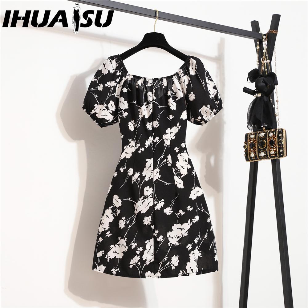 

Богемные женские мини-сексуальные платья, летние платья с цветочным принтом и плиссированными оборками, элегантные короткие платья с рукавами-фонариками, корейские женские платья Vestidos XL чёрный/белый