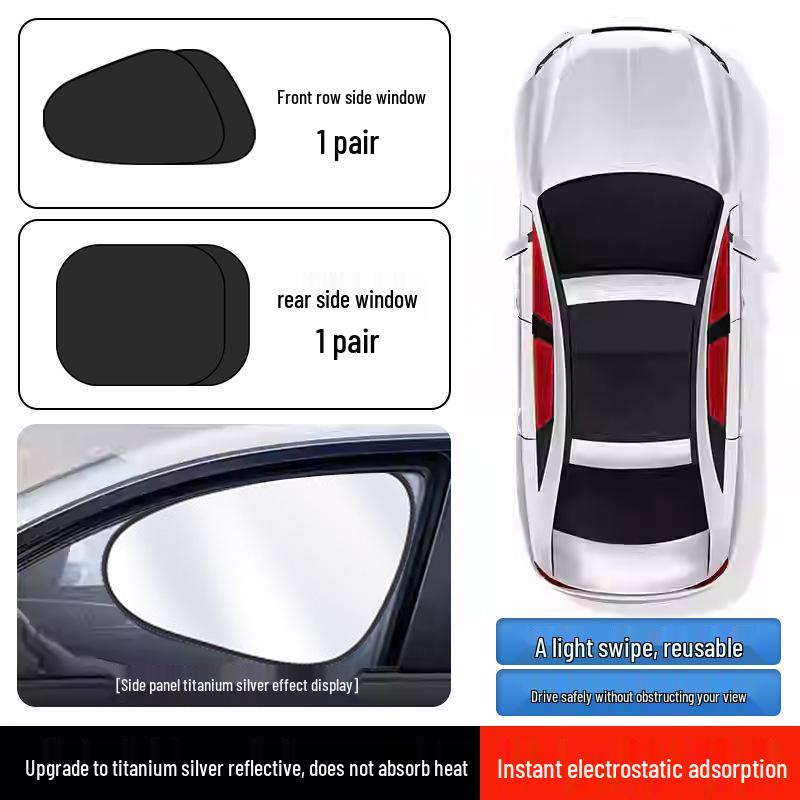 Magnetic Car Side Sunshade: UV Protection, Heat Insulation, Clear View Sunshade Curtain