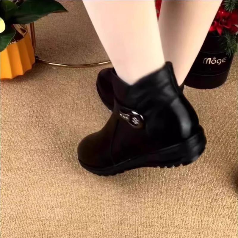 Winter women's shoes cotton shoes flat heel flat bottom middle-aged middle-aged old man cotton boots women's boots short boots shoes shoes
