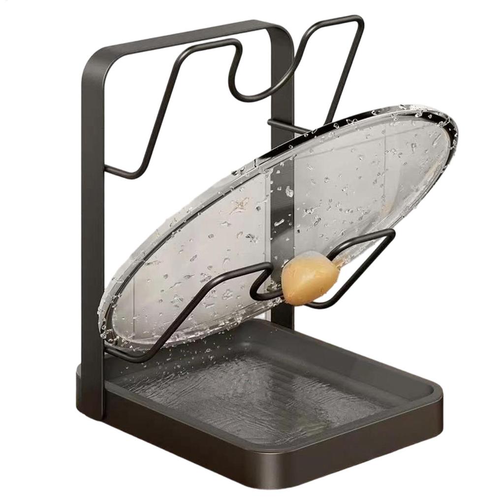 Kitchen Pot Lid Storage Rack Double / Single Layer Pot Lid Holder Anti-Slip Kitchen Ladle Spatula Stand Lid Draining Bracket