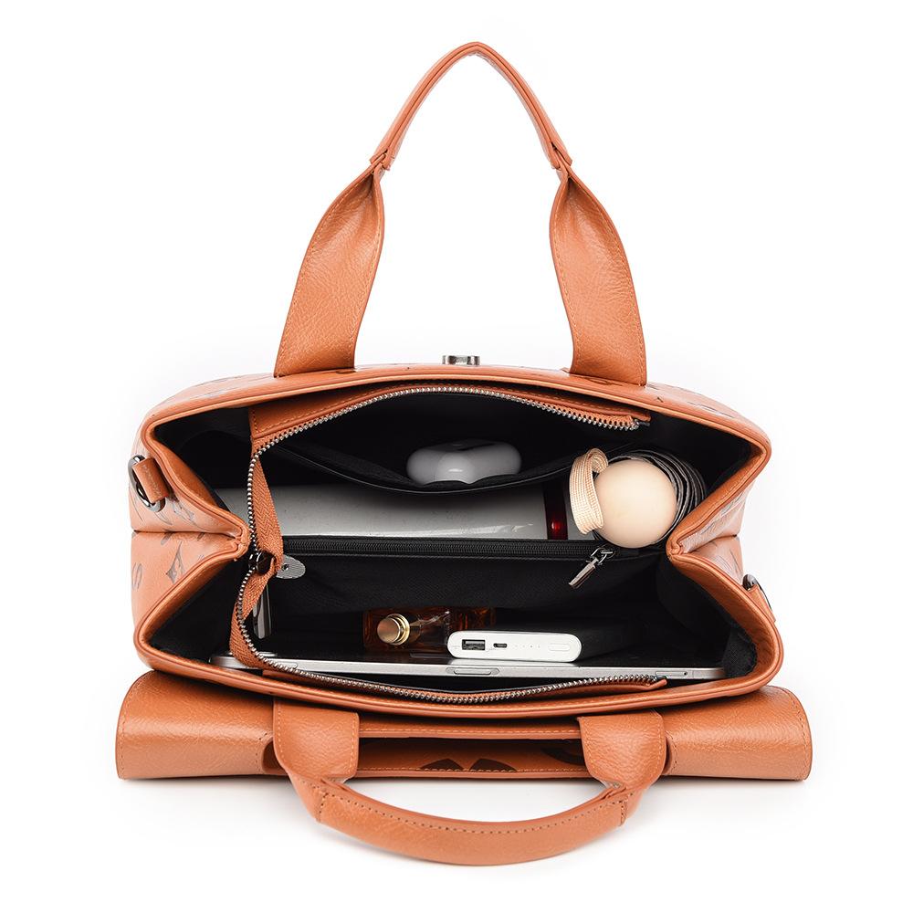 Tragetasche, 3D-geprägte Tasche, Große Kapazität, Kontrastfarbe, Pendeltasche für Damen, Handtasche