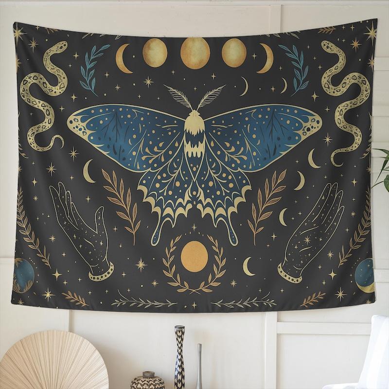 Tapestry mystical butterfly moon sky 75x100