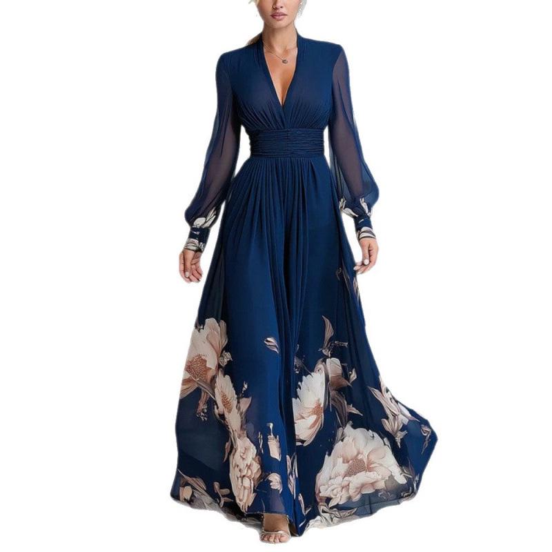 2026 Spring Women's Slimming French Mesh Patchwork Long Skirt Dress