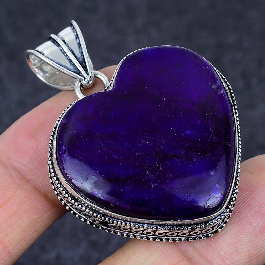 Natural Purple Labradorite 925 Sterling Silver Jewelry Pendant 1.89" A6Z90