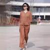 2025 Women's Retro Fashion Casual Two-Piece Set: Top & Wide-Leg Pants