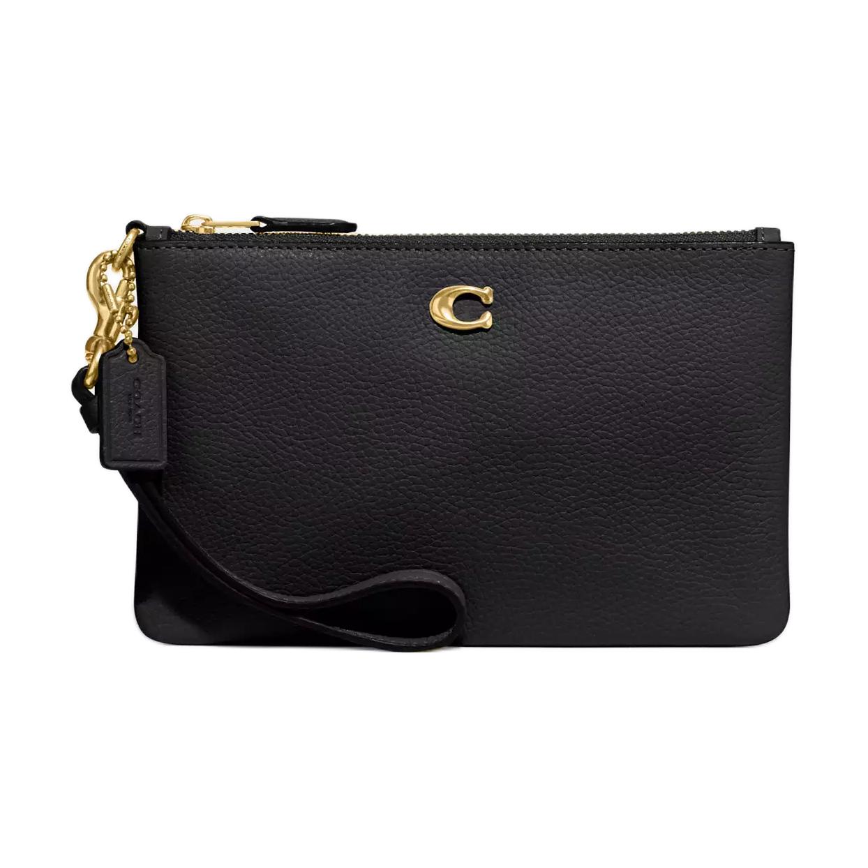 Coach Wristlet 19 Printed Logo Leather Wallet Women wallet Black CH818-BLACK Black